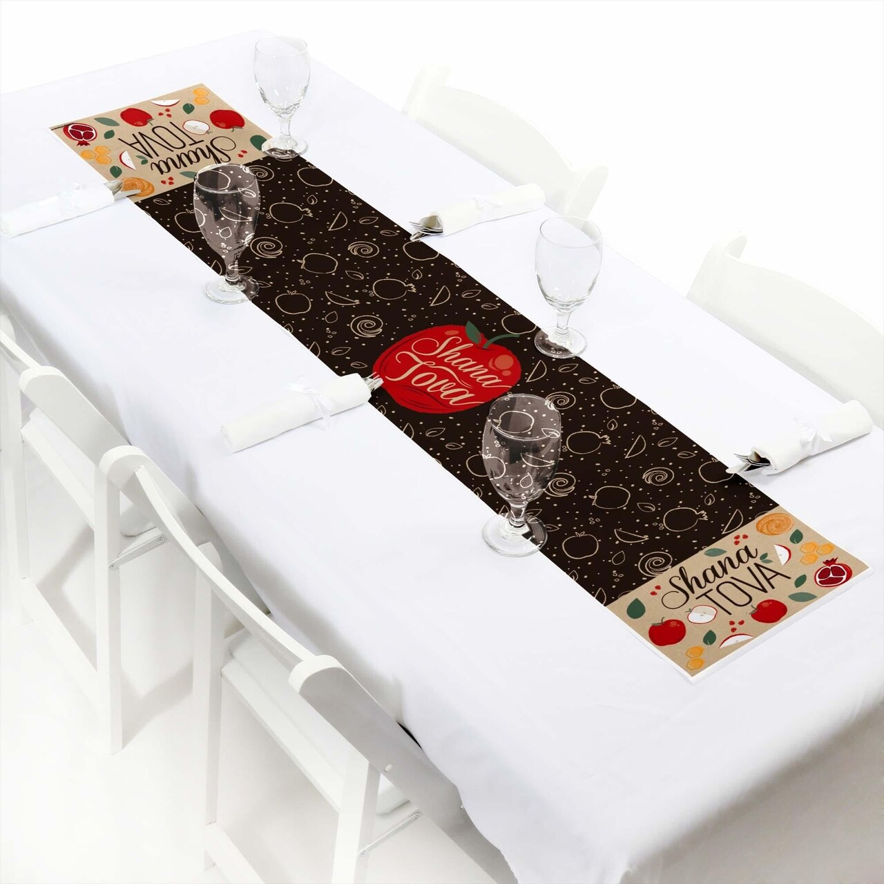 Big Dot of Happiness Rosh Hashanah - Petite New Year Paper Table Runner - 12 x 60 inches
